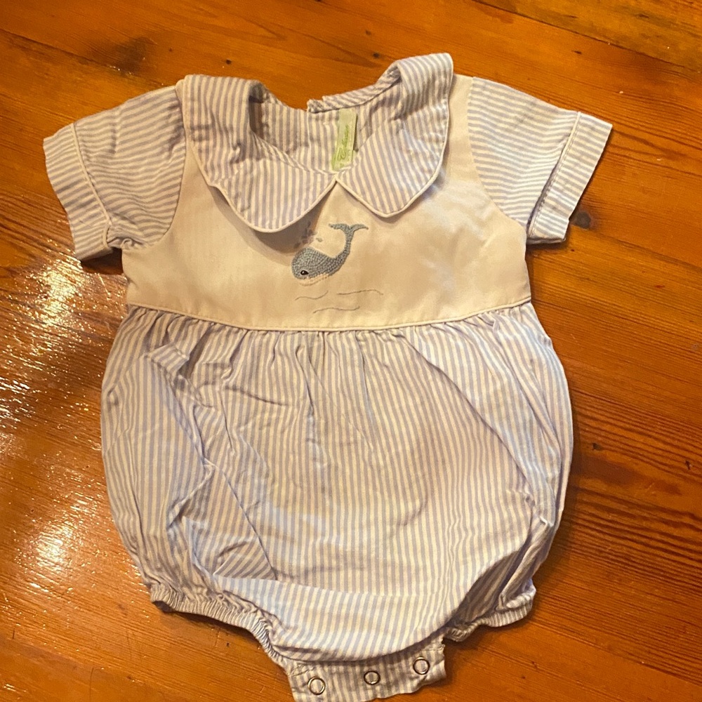 B-sweet Miguel collection Boutique Blue and White Striped Romper
